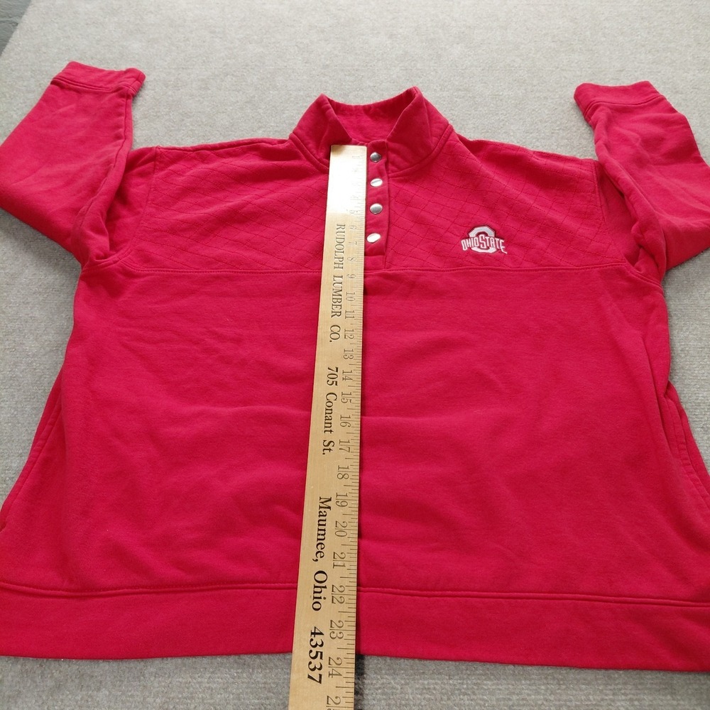 Ohio State Buckeyes NCAA 1/4 Snap Womens LARGE Pullover Front Pocket Red Logo - Picture 3 of 12